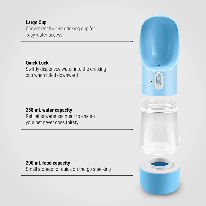 Puppify | Snack n' Sip Portable Dog Water Bottle/Feeder